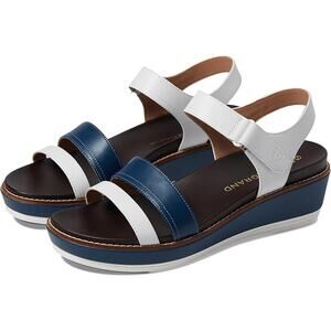 NWT Cole Haan Women Originalgrand Peyton Flatform Sandals,White/Blue Wing Teal-9